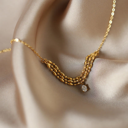 Trendy Zircon Twisted Chain Necklace