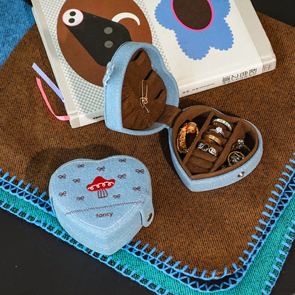 Cartoon Embroidered Portable Mini Jewelry Case