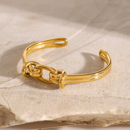 Trendy Gold Geometric Open Cuff Bracelet