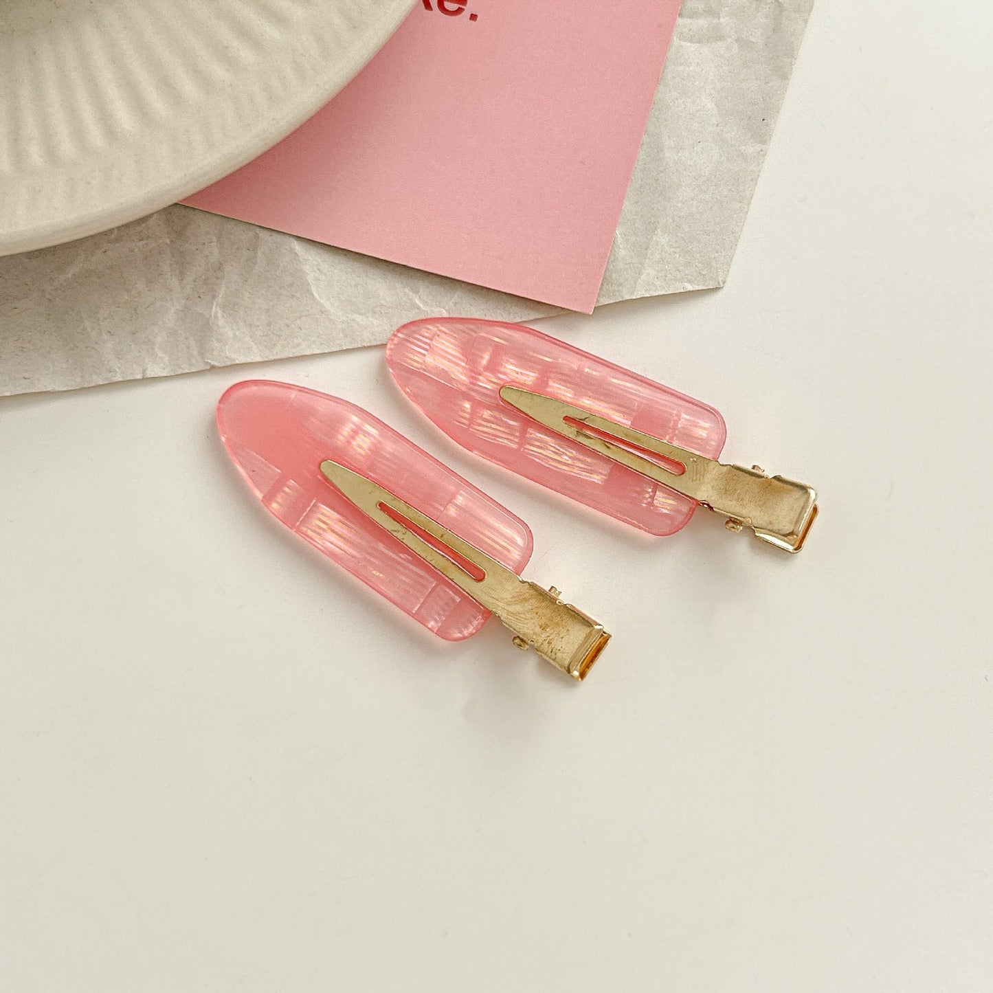 2+ 2Pcs Simple Sweet Pink Hair Clips