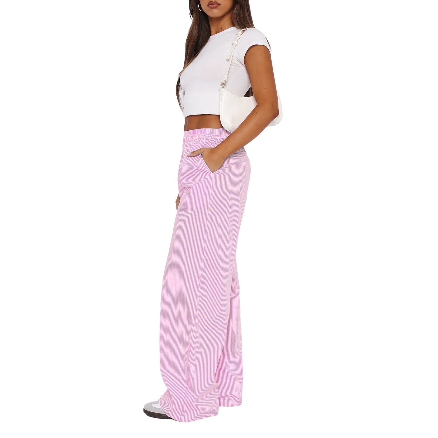 Stylish Wide Leg Striped Casual Pants