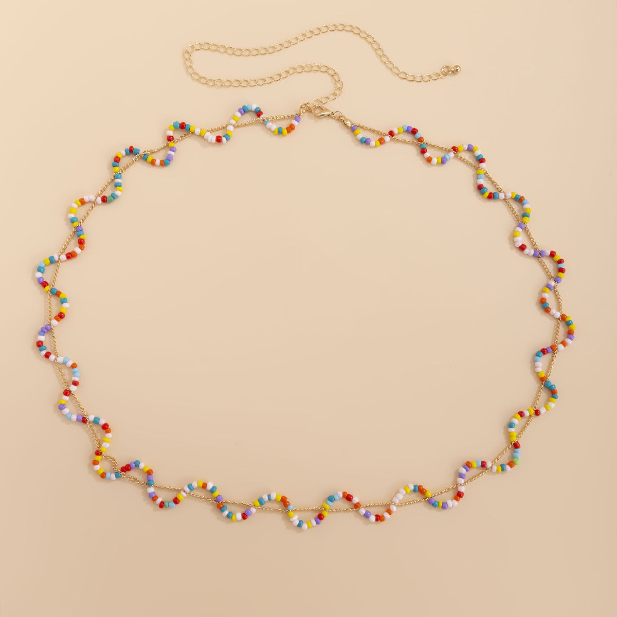 Colorful Bead Braided Flower Waist Chain