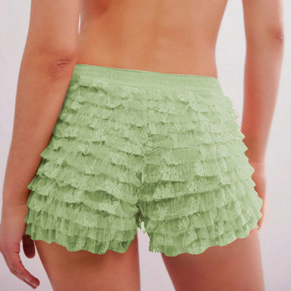 Ruffle Solid Color Low Waist Shorts