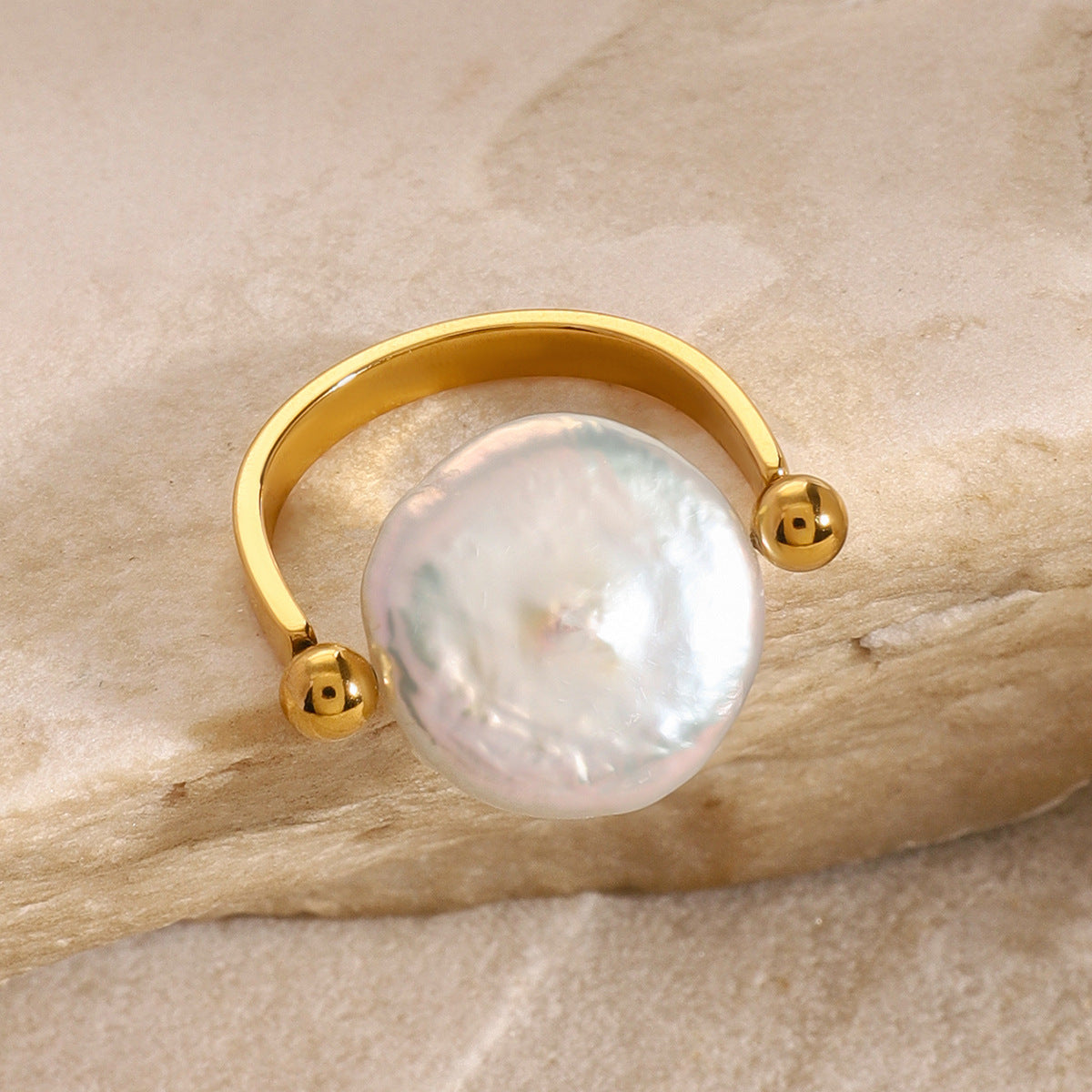 Danity Gold Plated Pearl Band Ring