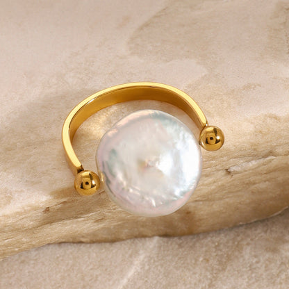 Danity Gold Plated Pearl Band Ring