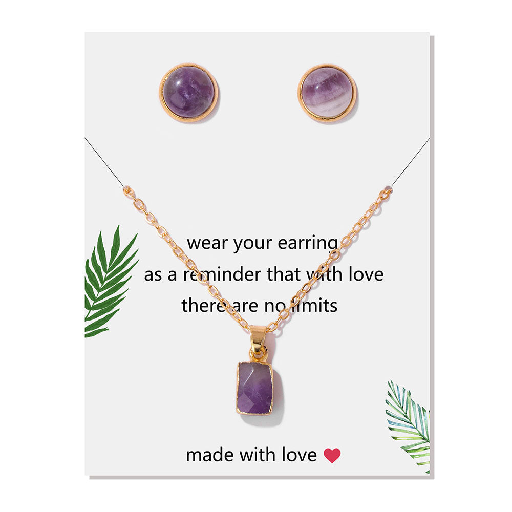 Vintage Stone Pendant Earring Necklaces Set