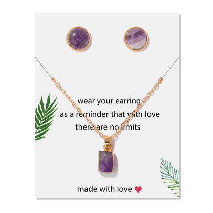 Vintage Stone Pendant Earring Necklaces Set