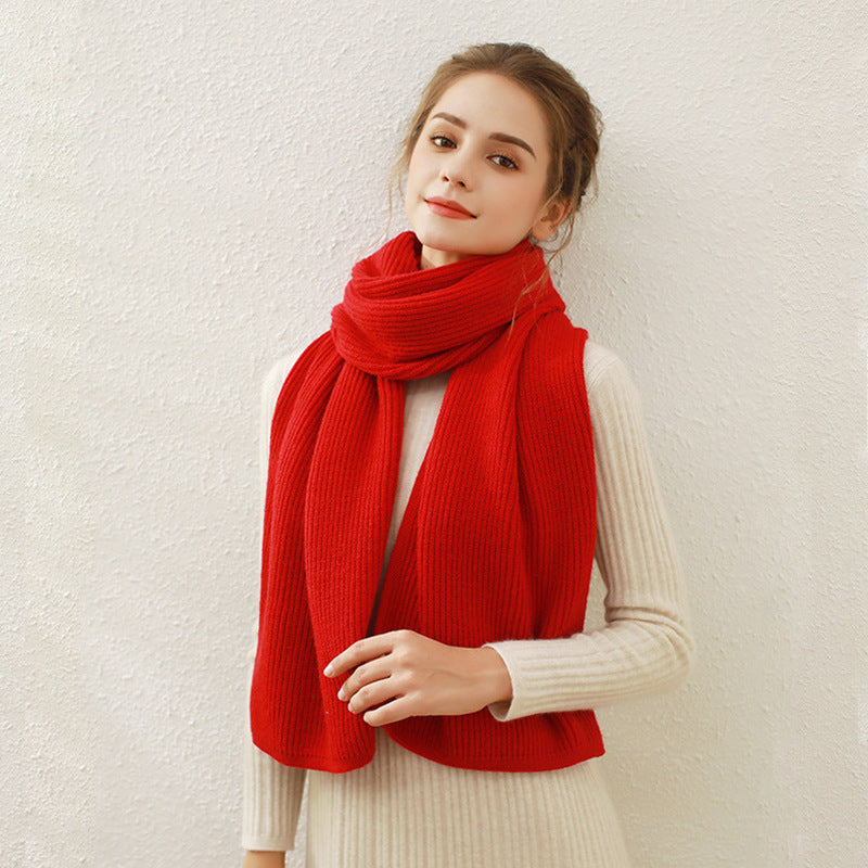 Solid Color Ribbed Simple Knit Scarve