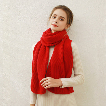 Solid Color Ribbed Simple Knit Scarve
