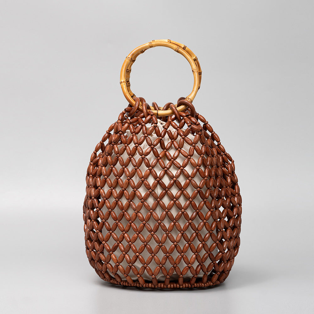 Handmade Wooden Bead Bucket Bag