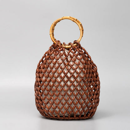 Handmade Wooden Bead Bucket Bag