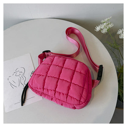 Candy Color Plaid Waist Bag Casual Chest Bag