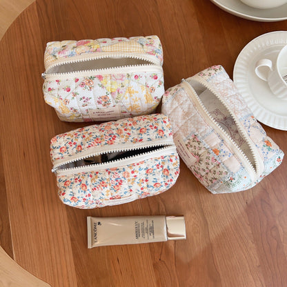 Floral Print Padded Simple Make Up Bag