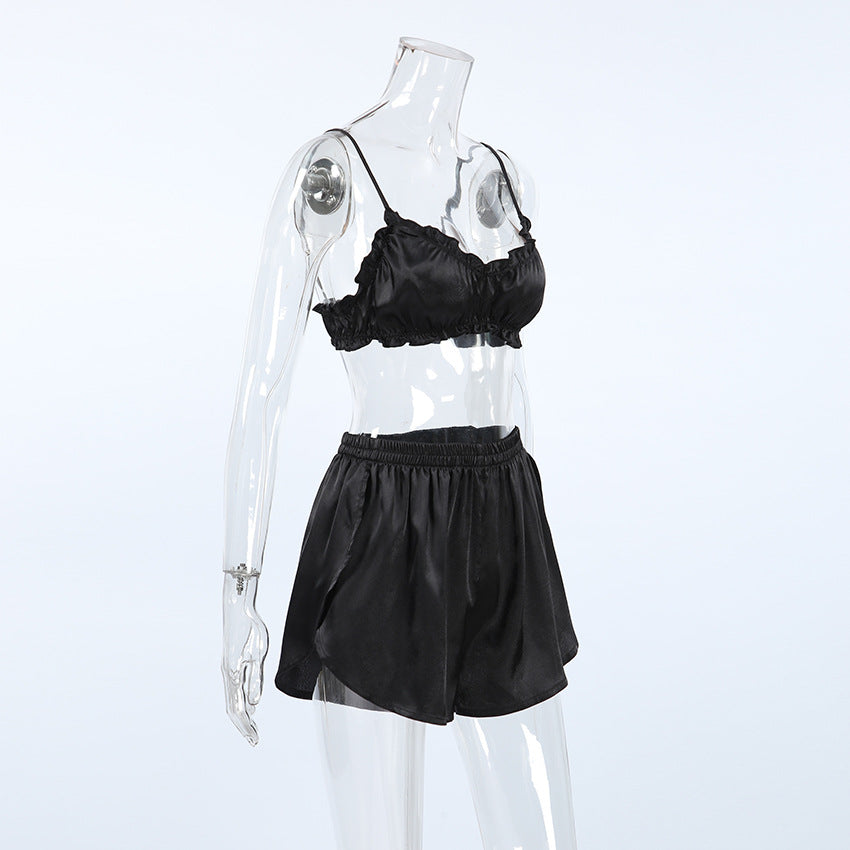 Flounce Solid Color Sexy Sleepwear Sets