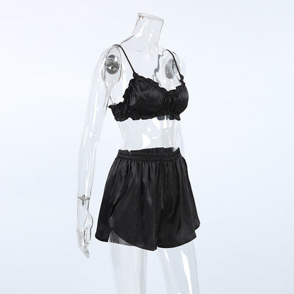 Flounce Solid Color Sexy Sleepwear Sets