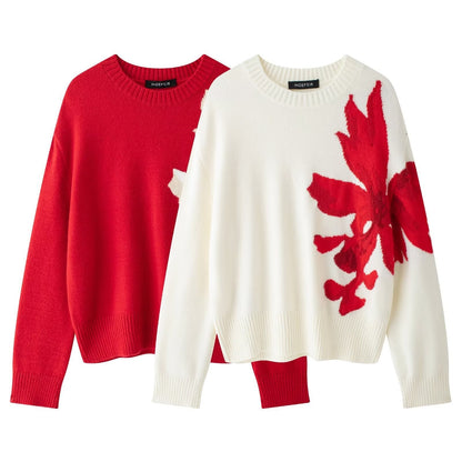 Trendy Color Block Jacquard Embroidered Knit Sweater