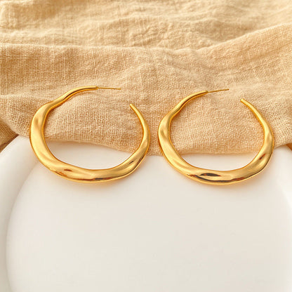 Electroplated Irregular Metal C Shaped Hoop Earrings