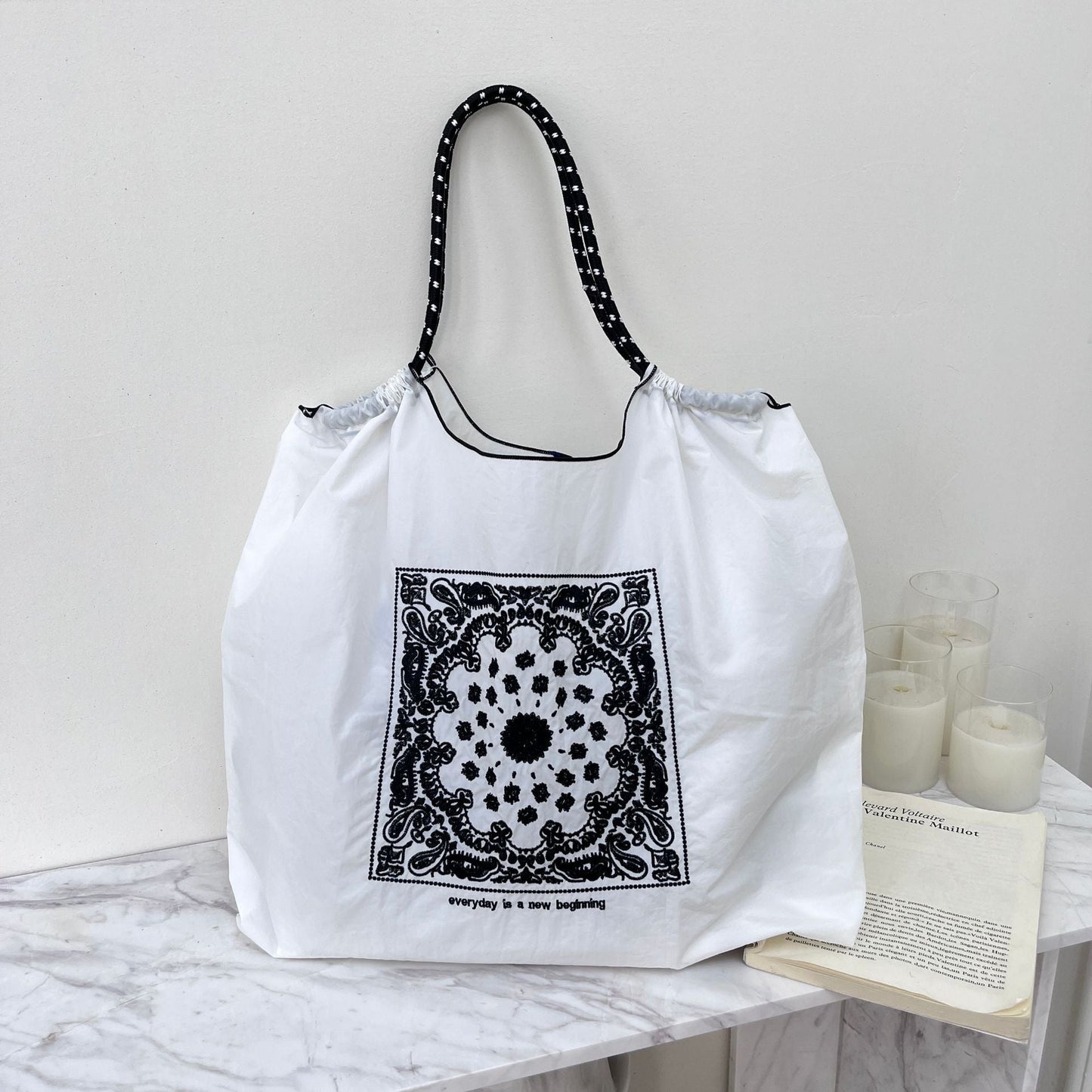 Love Embroidered Large Capacity Shopping Bag