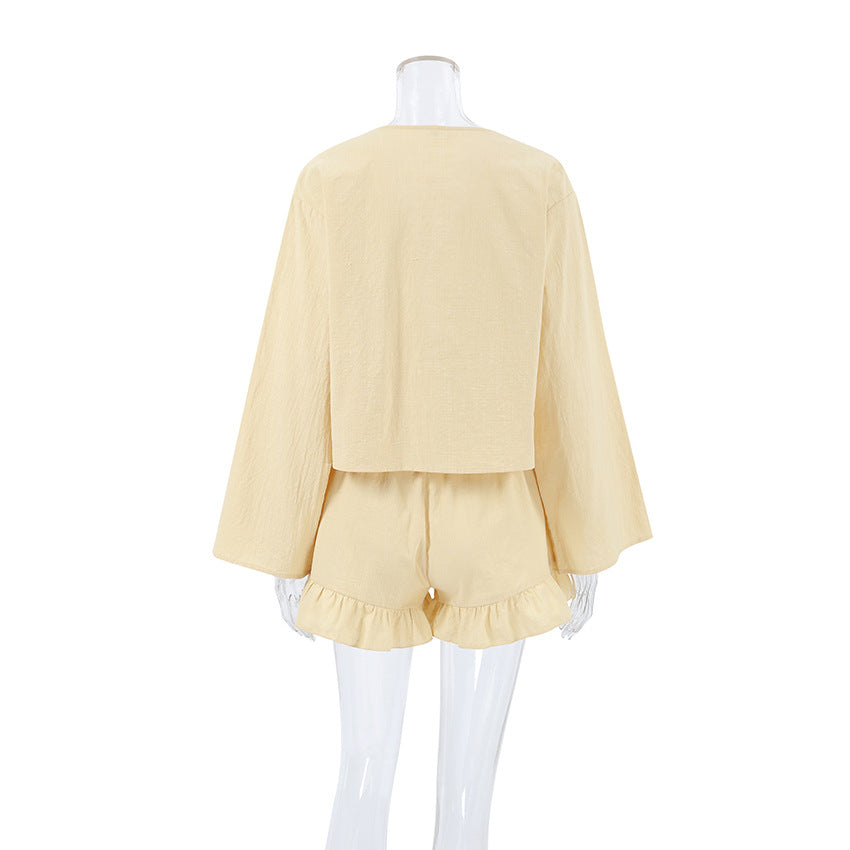 Flounce String Tie Homewear Sets
