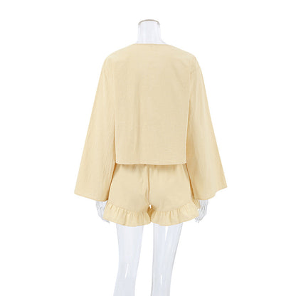 Flounce String Tie Homewear Sets