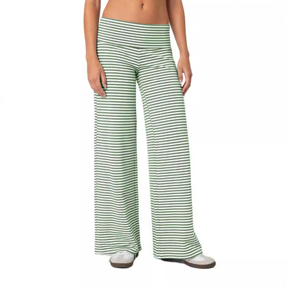 Striped Elastic Waist Sporty Casual Pants