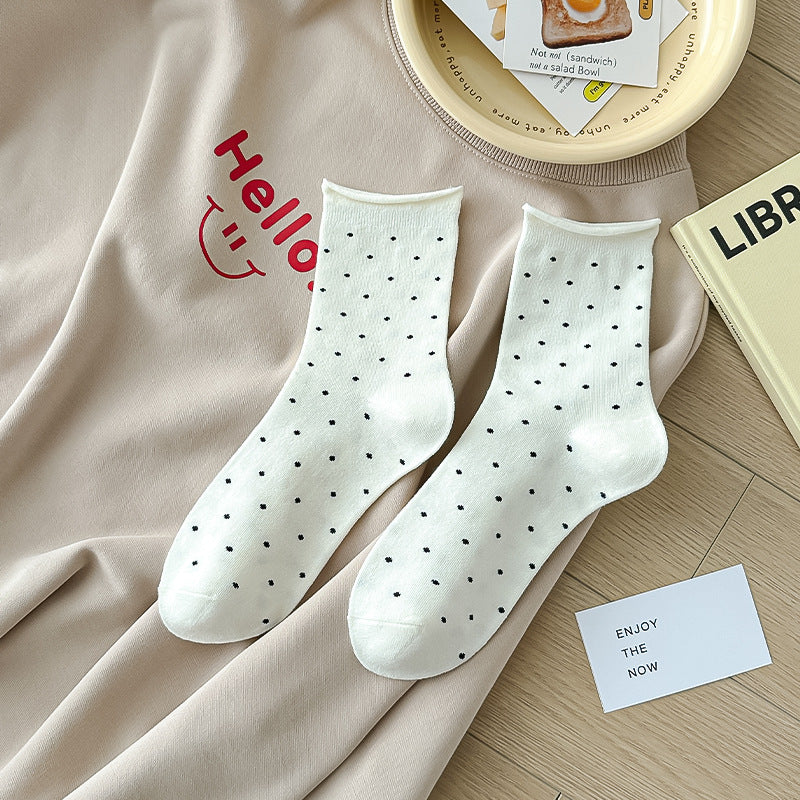 Polka Dot Simple Rolled Socks