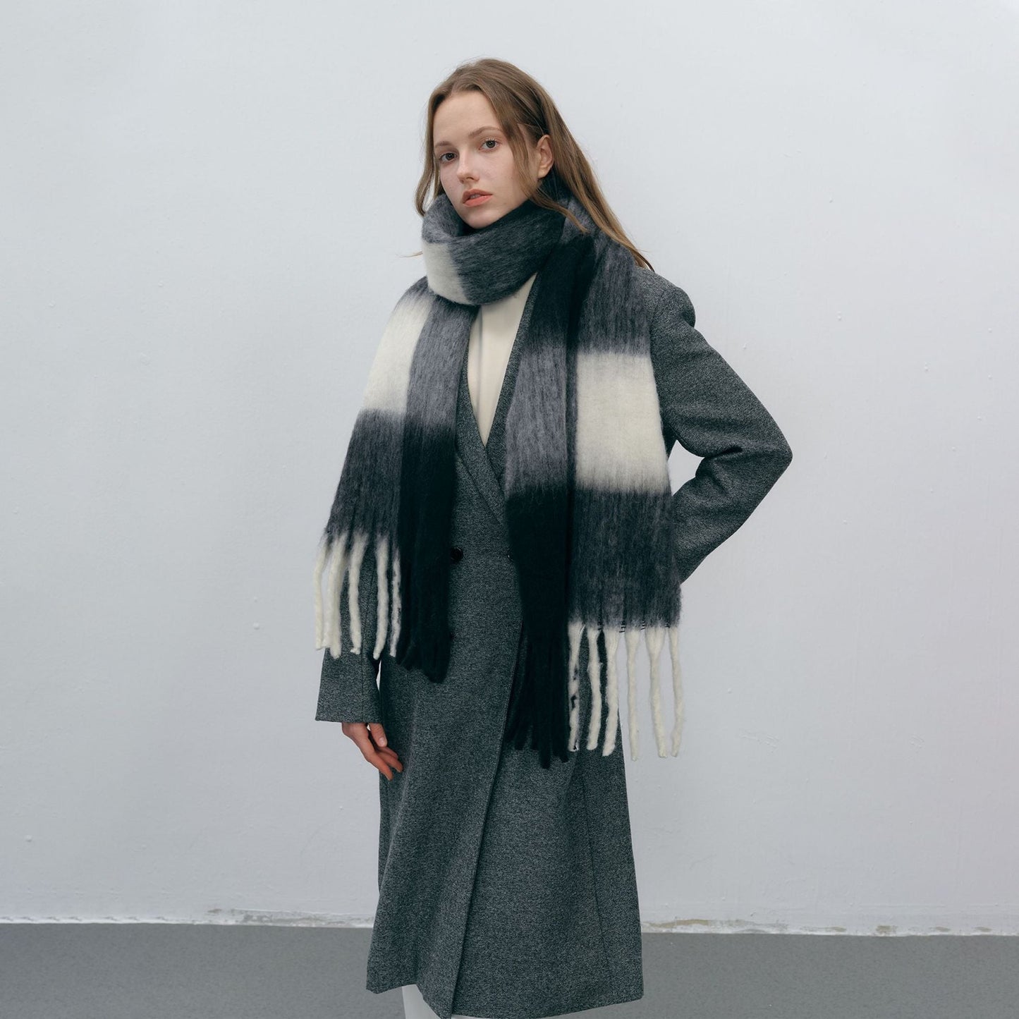 Plaid Color Block Thicken Warm Scarves