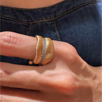 Vintage Irregular Wide Rhinestone Rings