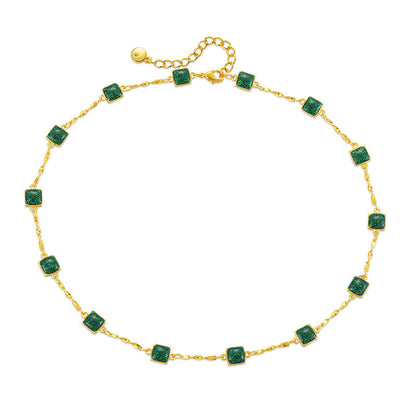 Bohemian Emerald Small Square Choker Necklace