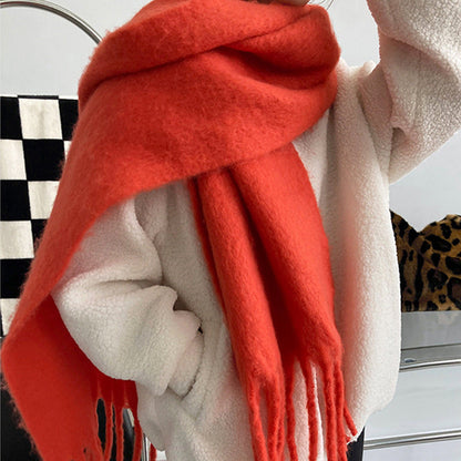 2+ Solid Color Tassel Mohair Scarves
