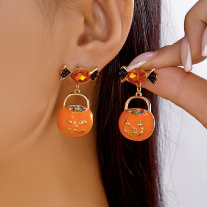 Halloween Pumpkin Ghost Tassel Dangle Earrings