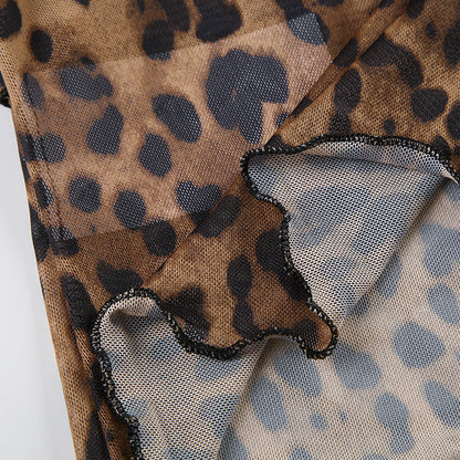 Irregular String Leopard Print Sexy Top