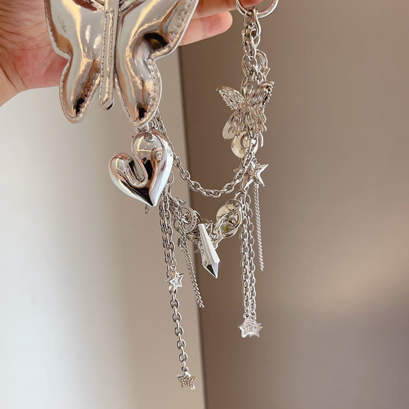 Fashion Butterfly Heart Tassel Chain Bag Charm