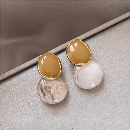 Elegant Khaki Simple Acrylic Earrings