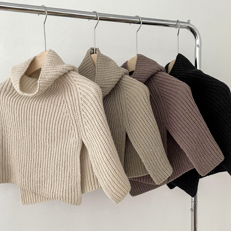 High Collor Split Solid Color Knit Scarve