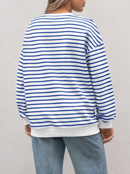 Striped Loose Color Block Casual Sweatshirt