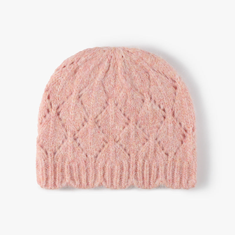 Solid Color Jacquard Knit Beanie