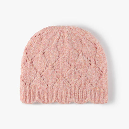 Solid Color Jacquard Knit Beanie