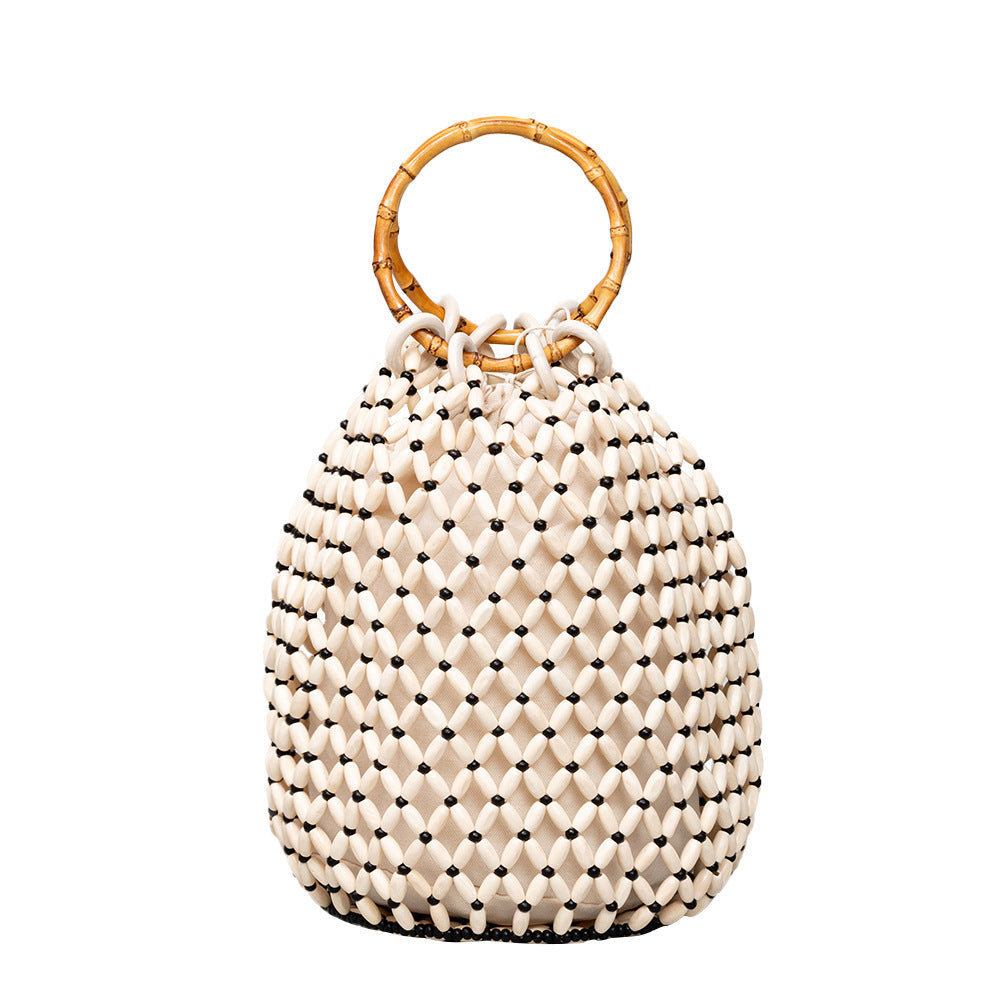 Handmade Wooden Bead Bucket Bag