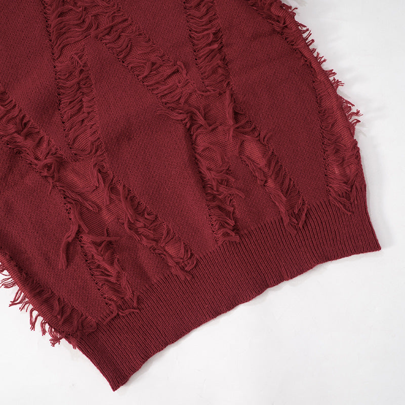 Vintage Loose Tassel Patchwork Pullover Sweater