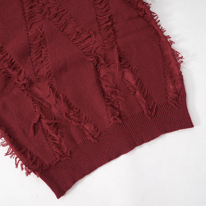 Vintage Loose Tassel Patchwork Pullover Sweater