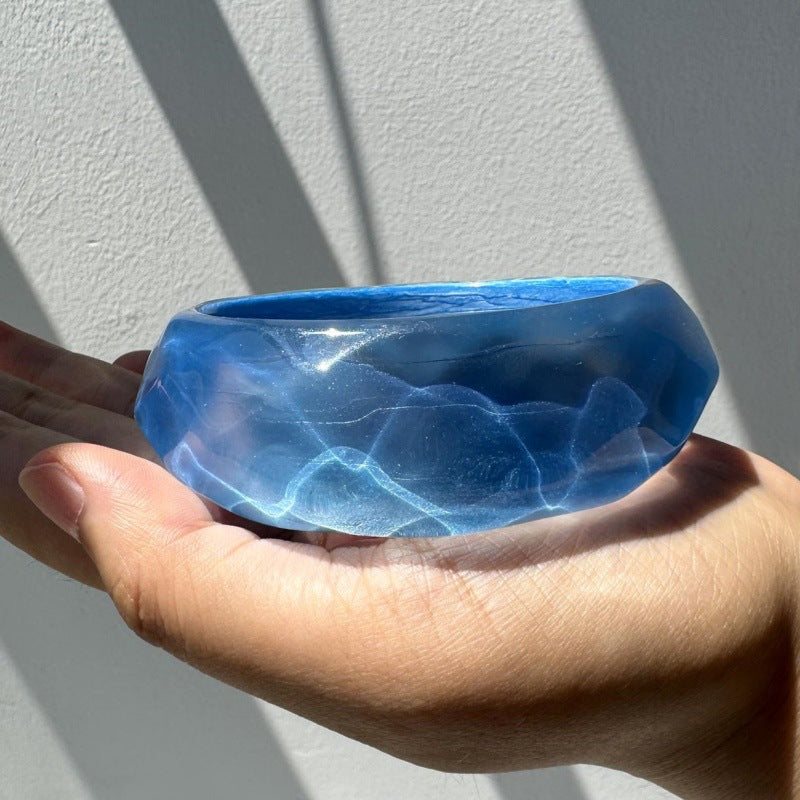 Colorful Geometric Irregular Shimmer Resin Bangle