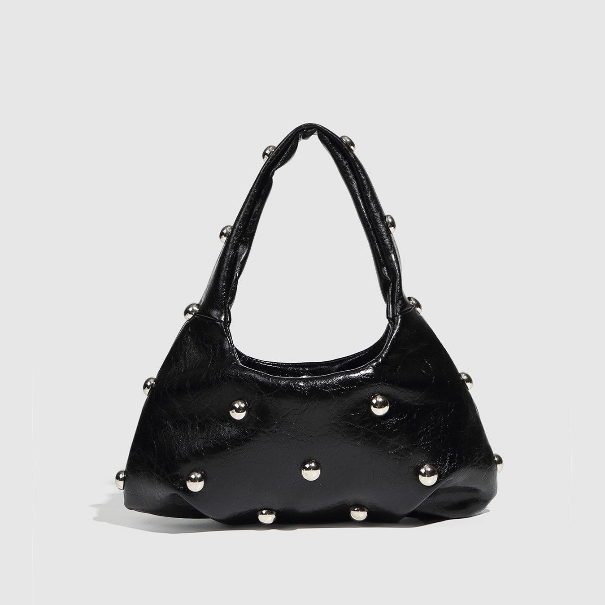 Fashion Studded Solid Color Dumpling Bag