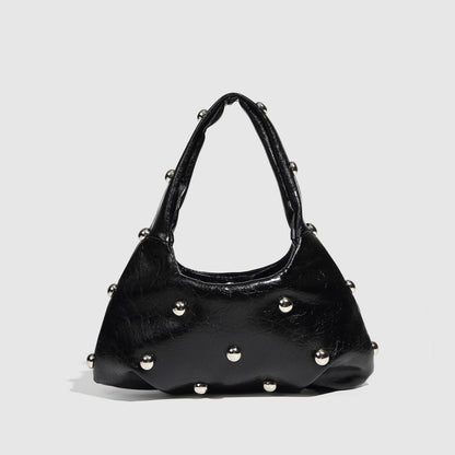 Fashion Studded Solid Color Dumpling Bag
