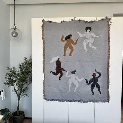 Whimsical Mushroom Pattern Insect Tapestry Throw Blanket