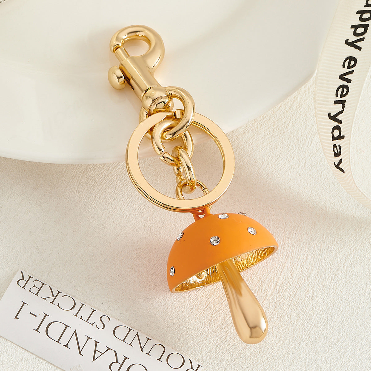 Cute Metal Mushroom Keychain Bag Charms
