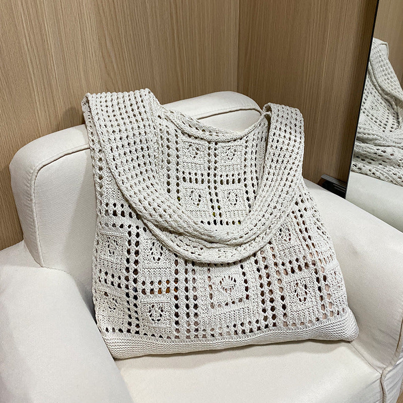 Solid Color Hollow Braided Shoulder Bags
