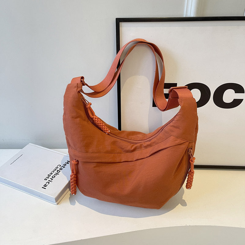 Solid Color Nylon Large Capacity Shoulder Bag