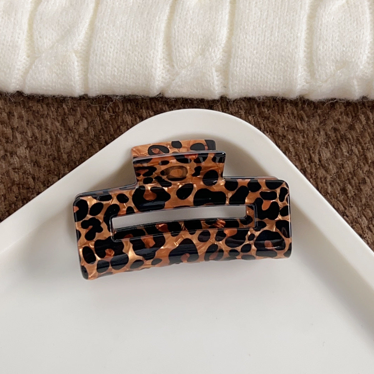 Vintage Leopard Large Square Hair Claws