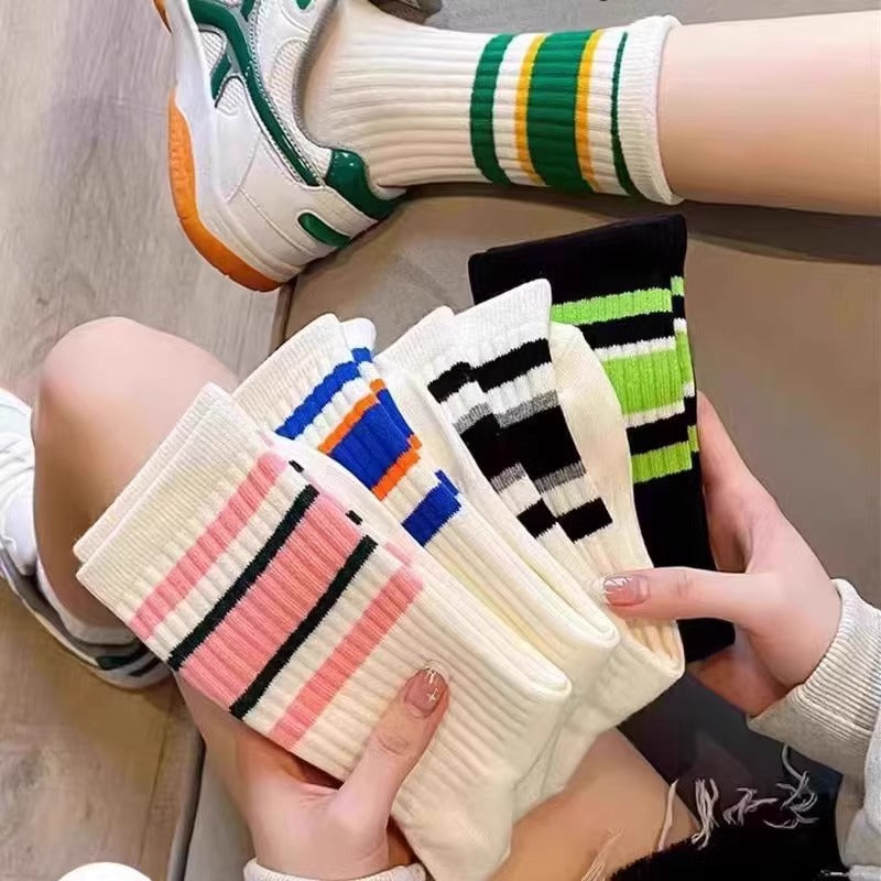 Striped Color Block Caual Socks